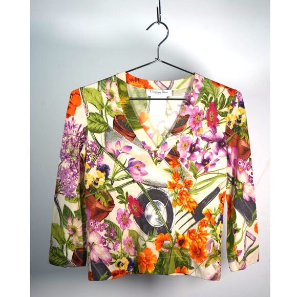 Vintage Christian Dior by John Galliano Floral Top FREE COA